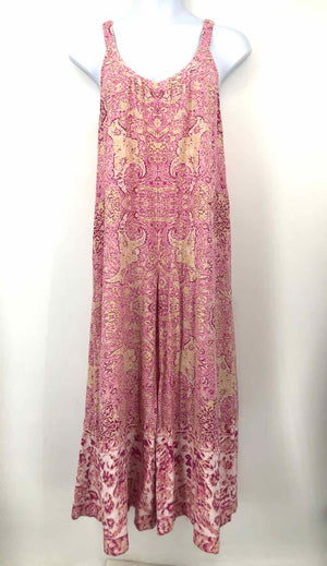 FREE PEOPLE Pink Beige Print Pants Size SMALL (S) Jumpsuit