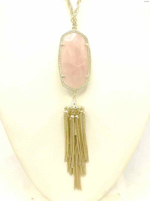 KENDRA SCOTT Goldtone Pink Rose Quartz Pre Loved Tassell Necklace