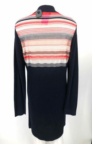 MAGASCHONI Navy Red Multi Knit Woven Wrap Size LARGE  (L) Sweater