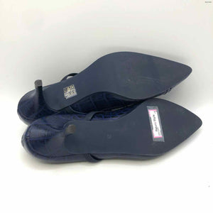DANIELE Navy Leather Mock Croc Pointed Toe Shoe Size 39 US: 8-1/2 Shoes