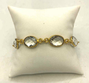 AMELIA ROSE DESIGN Clear Goldtone Quartz Faceted Bracelet