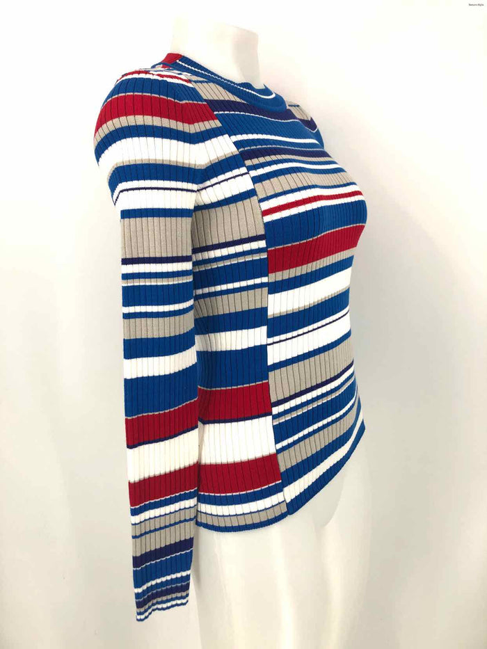 RAG & BONE Blue & White Red Multi Knit Striped Longsleeve Size X-SMALL Sweater