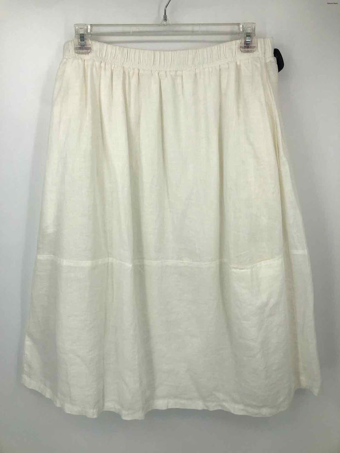 EILEEN FISHER White Linen Size X-LARGE Skirt