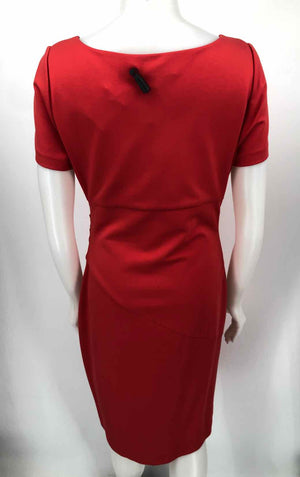 DVF - DIANE VON FURSTENBERG Orange-Red Ruched Short Sleeves Size 12  (L) Dress