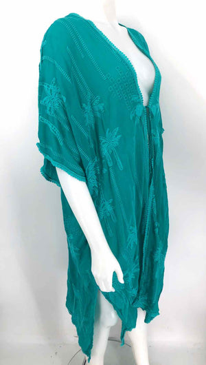 JOHNNY WAS Turquoise Embroidered Wrap Size One Size (M) Top