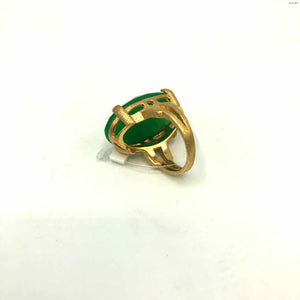 RIVKA FRIEDMAN Green Faceted Oval Ring Sz 7