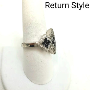 Black Clear Sterling & CZ SZ 9 Ring SS - ReturnStyle