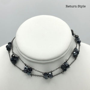 Black Crystal ss Necklace - ReturnStyle