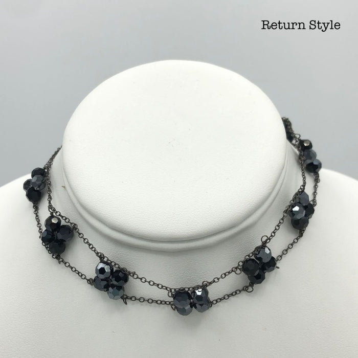 Black Crystal ss Necklace
