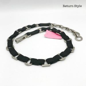 Black Silver Elastic Rings Belt - ReturnStyle