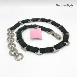 Black Silver Elastic Rings Belt - ReturnStyle