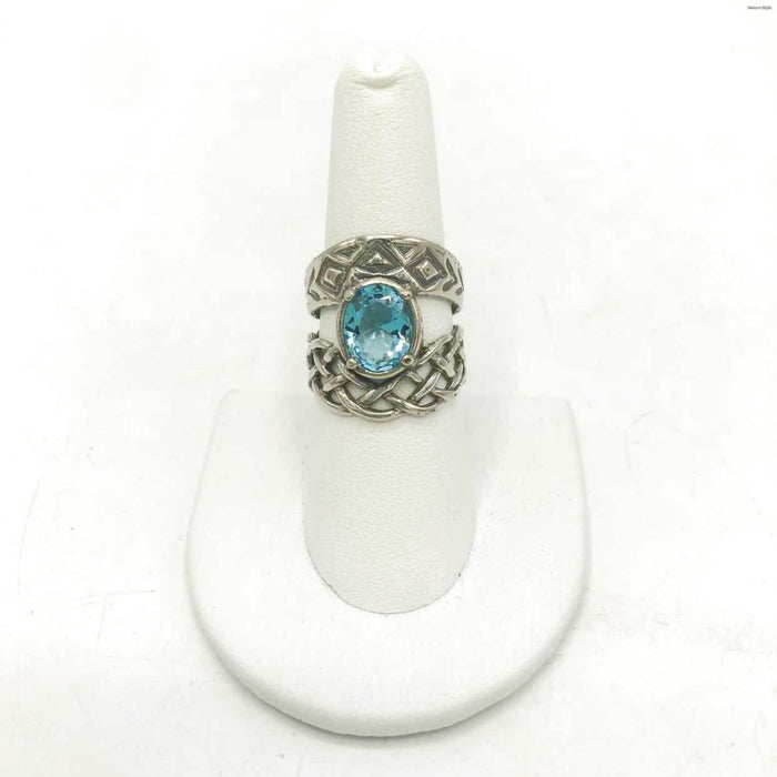 Blue Sterling Silver ss Ring sz8