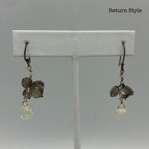 Bronze Clear Faceted Dangle Earrings - ReturnStyle