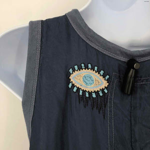 JOHNNY WAS Blue Multi-Color Embroidered Sleeveless Size X-SMALL Jumper
