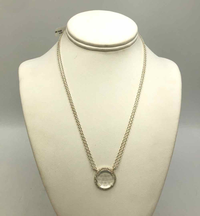 AMELIA ROSE DESIGN Goldtone Clear Sterling Silver Crystal Faceted ss Necklace