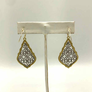 KENDRA SCOTT Silver Gold Filagree Drop Earrings