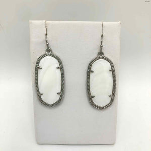 KENDRA SCOTT White Silvertone Mother of Pearl Earrings