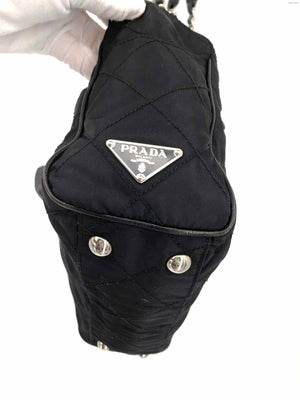 PRADA Black Silver Pre Loved Quilted Shoulder Bag Purse