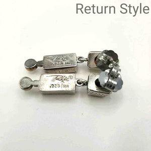 Garnet Pearl Rectangle Sterling Silver REVE ss Earrings