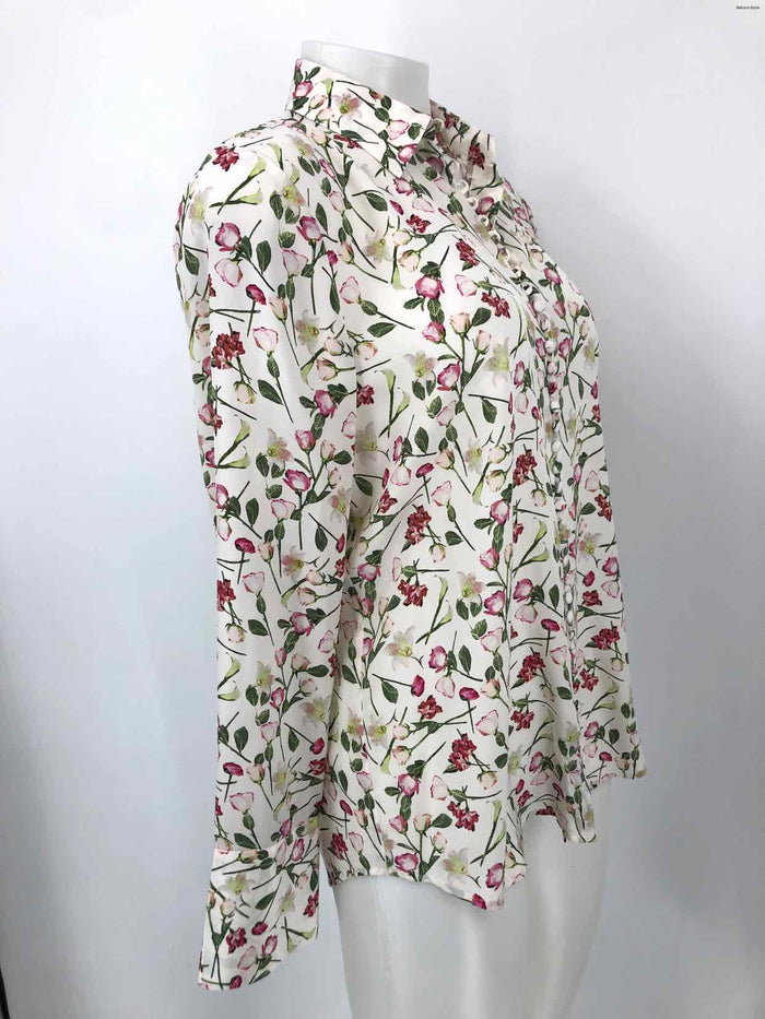 CLUB MONACO White Pink & Green Silk Floral Button Up Size MEDIUM (M) Top