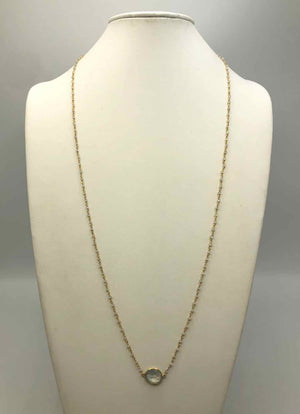AMELIA ROSE DESIGN Goldtone Clear Rainbow Moonstone Faceted beaded GF-Necklace