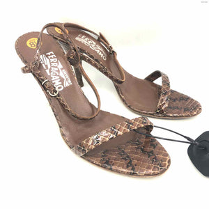 FERRAGAMO Brown Leather Snake Pattern 4" Heel Shoe Size 8-1/2 Shoes