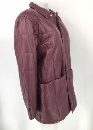 MOTHER Burgundy Faux Leather Snap Butttons Quilted Women Size MEDIUM (M) Coat