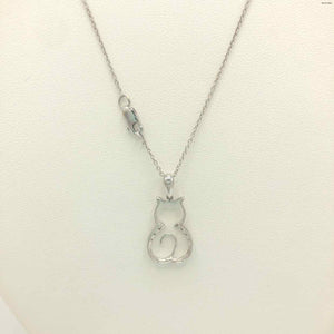 14k White Gold Diamond kitty 14k-Necklace