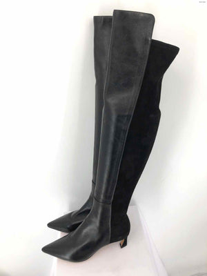 ALEXANDRE BIRMAM Black Suede Leather Kitten Heel Over the Knee Boots