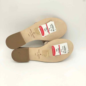 KATE SPADE Tan Rose Gold Leather Woven Sandal Shoe Size 5-1/2 Shoes