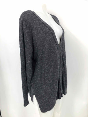 EILEEN FISHER Gray Linen & Cotton Zipper Long Size X-LARGE Sweater