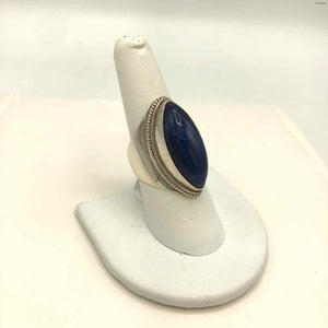Blue Sterling Silver Lapis Oval SZ 8.5 Ring SS