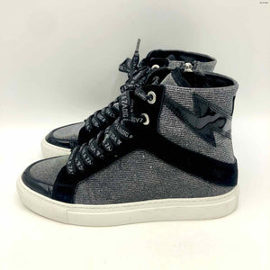 ZADIG & VOLTAIRE Black & White Leather Trim Sneaker Shoe Size 37 US: 7 Shoes
