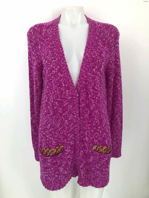 LA SUPERBE Pink White Knit Cardigan Size LARGE  (L) Sweater