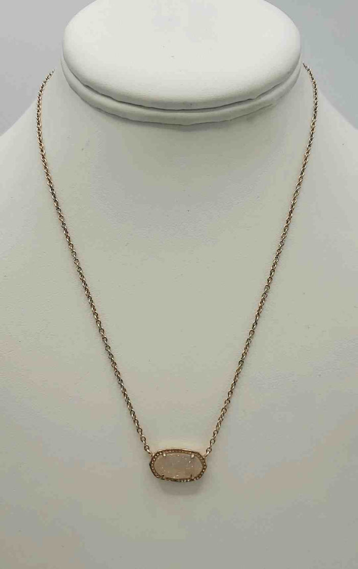 KENDRA SCOTT Rose Gold White Druzy 16" Necklace