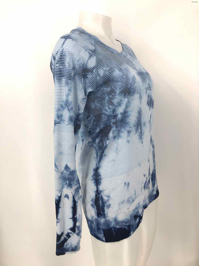 LULULEMON Blue White Multi Dyed Print Longsleeve Size 10  (M) Activewear Top