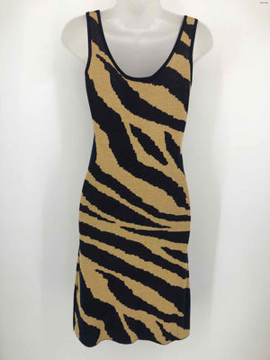 YOANA BARASCHI Gold Navy Knit Zebra Print Tank Size LARGE  (L) Dress