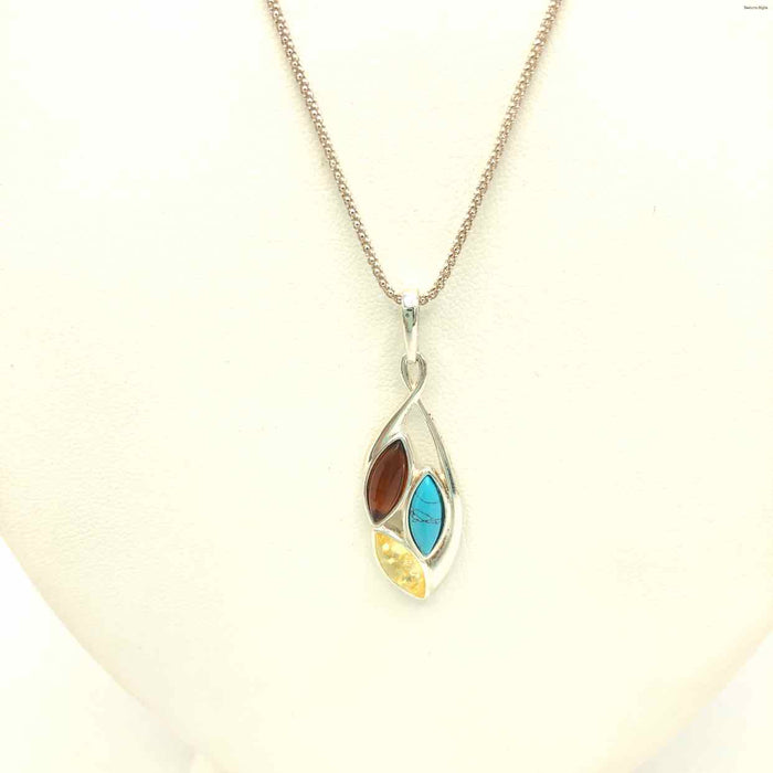 Sterling Silver Amber ss Necklace
