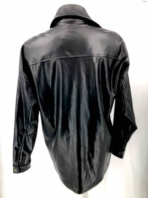 WINDSOR Black Brown Faux Leather Button Up Jacket