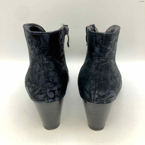 ARA Black Blue Leather Iridescent 2.5" Chunky Heel Shoe Size 9 Boots