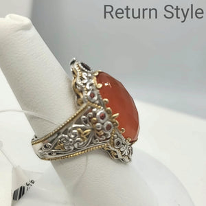 Gold Plated Sterling Silver carnelian SZ 8 Ring SS