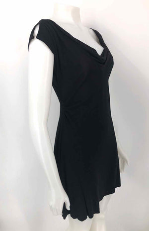 DVF - DIANE VON FURSTENBERG Black Cowl Neck Short Sleeves Size 8  (M) Dress