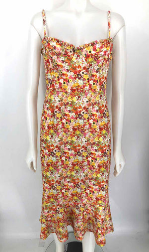 HUTCH - ANTHROPOLOGIE Pink Yellow Multi Floral Print Sleeveless Dress