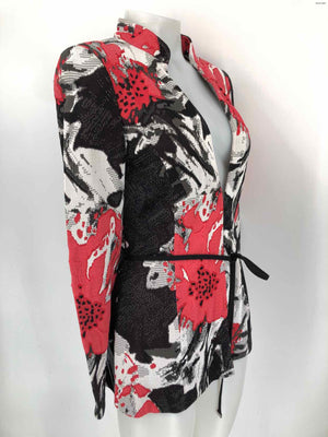 ST. JOHN Pink Black & White Knit Made in USA Design Longsleeve Jacket