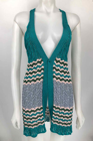 MISSONI Turquoise Beige Made in Italy Woven Size MEDIUM (M) Top