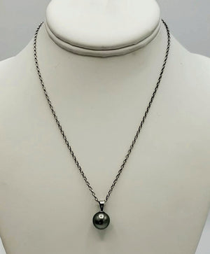 Gray Iridescent Sterling Silver Y Shape SS Pearl Neck