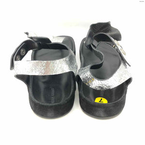 ISABEL MARANT Silver Black Leather Thong Sandal Shoe Size 37 US: 7 Shoes