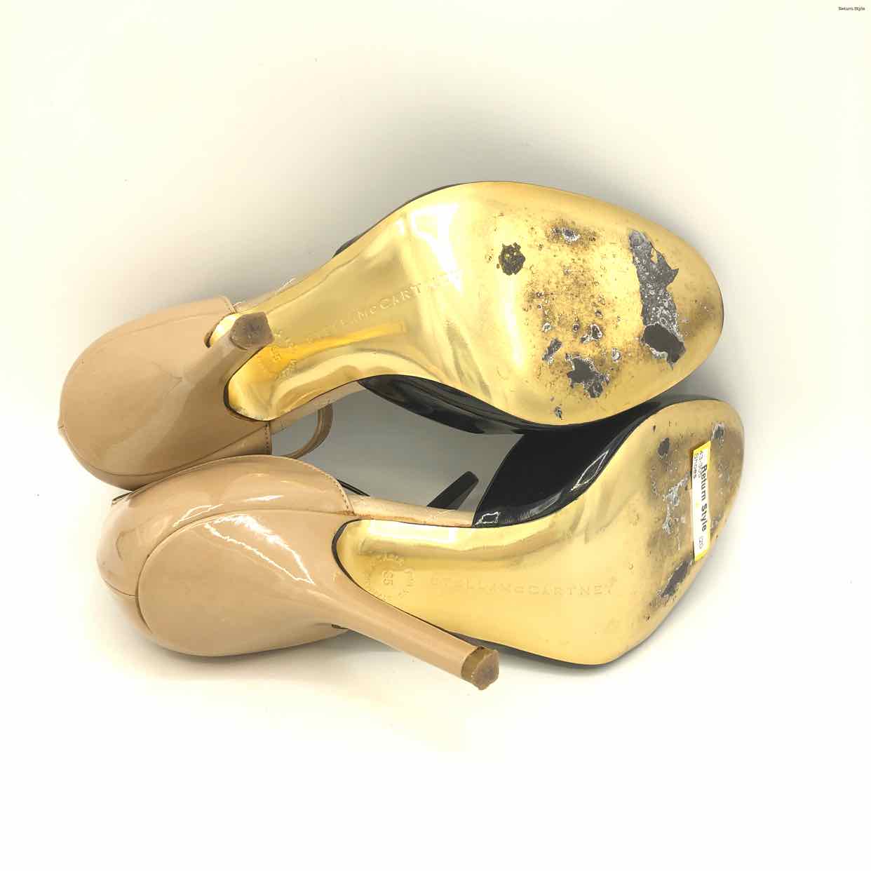 STELLA MCCARTNEY Black Beige Patent Heels Shoe Size 35 US: 5 Shoes
