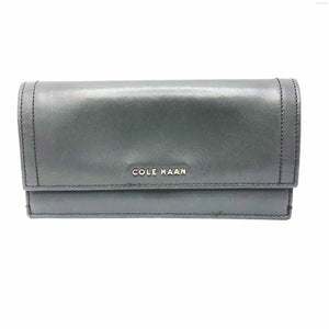 COLE HAAN Dark Gray Leather Pattern Fold Over Wallet