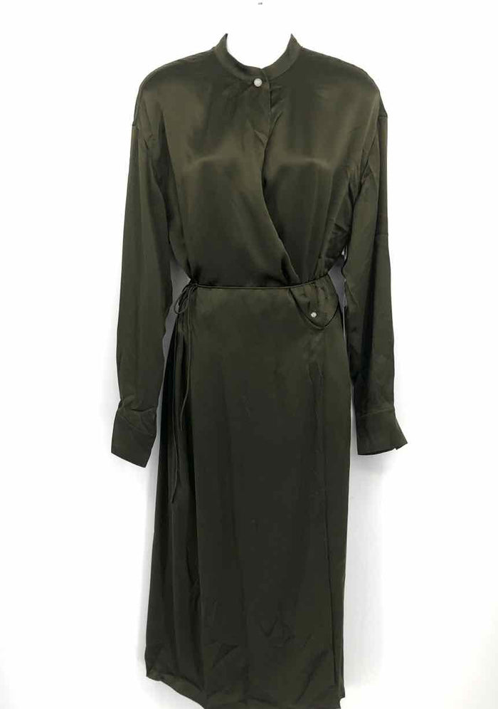 VINCE Olive Green Silk Wrap Size SMALL (S) Dress